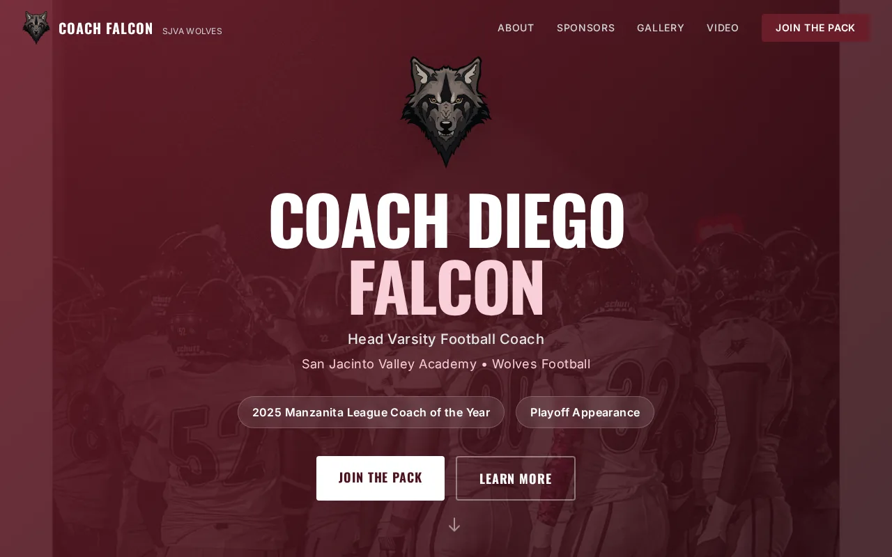 Coach Diego Falcon website built by Valley Digital