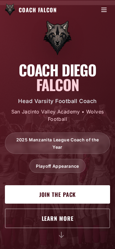 Coach Diego Falcon mobile view