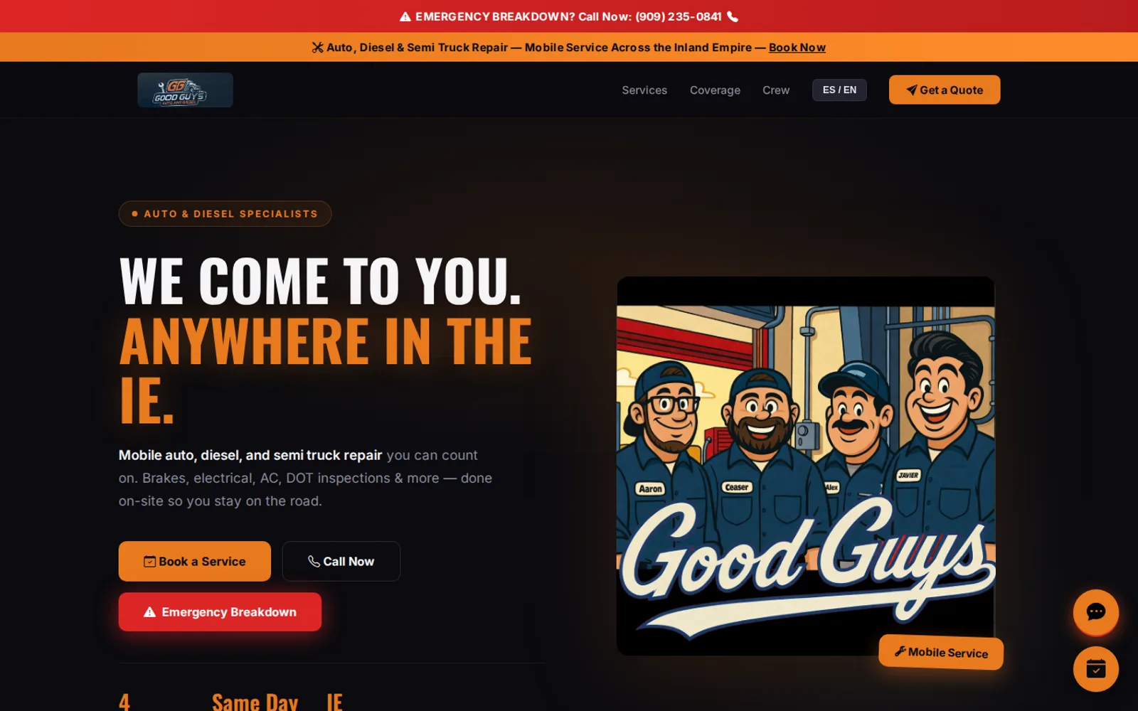 The Good Guys Auto & Diesel website, built by Valley Digital