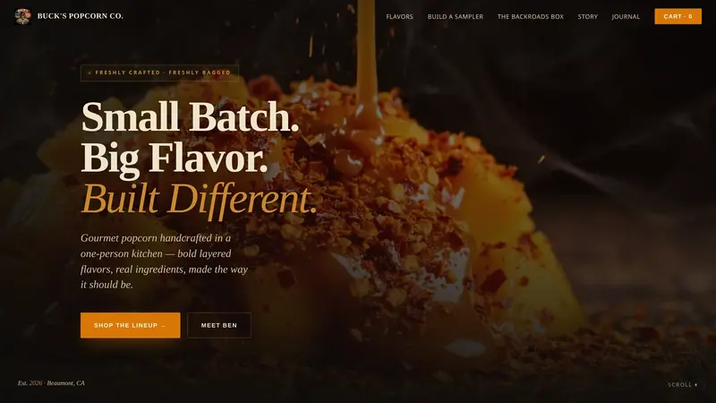 Buck's Popcorn Co. website