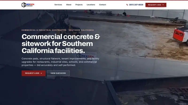 NexGen Construction website